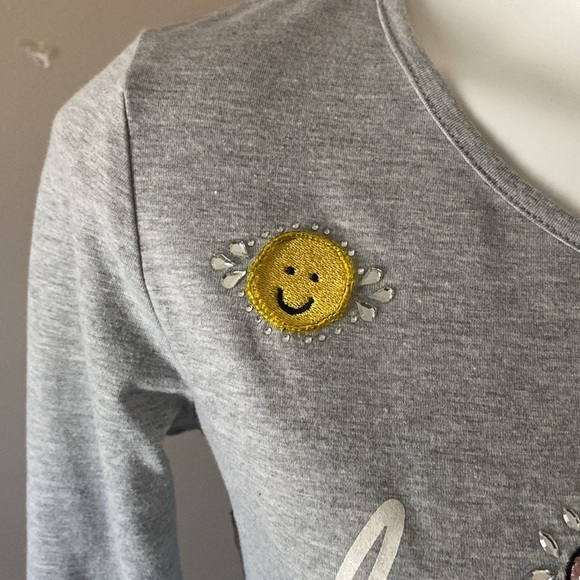 Punt Roma Women’s Gray Embellished Have A Nice Day Long Sleeve Tee Size Medium - Picture 4 of 10